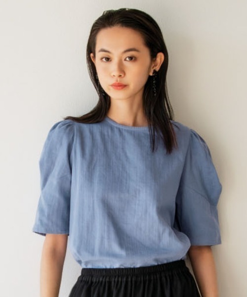 mensha!(メンシャ)の「mensha! ガーゼでドレスアップ! ランタンスリーブトップス(その他トップス・レディース・グレイッシュブルー/ホワイト/ブラック・M/L/LL/3L)」の3枚目の写真