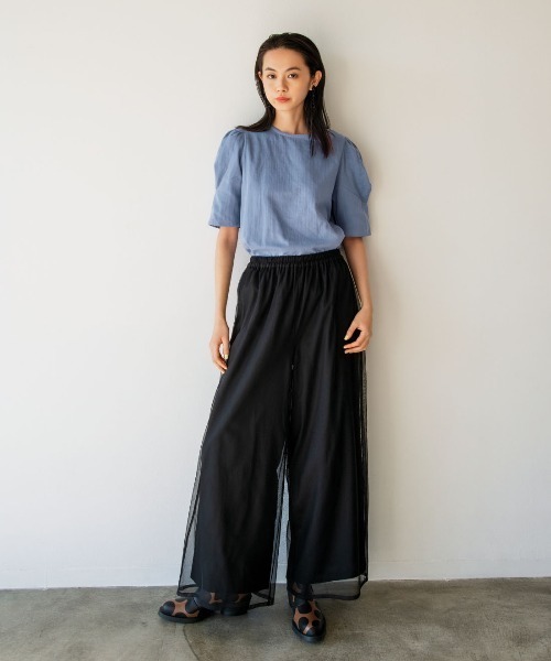 mensha!(メンシャ)の「mensha! ガーゼでドレスアップ! ランタンスリーブトップス(その他トップス・レディース・グレイッシュブルー/ホワイト/ブラック・M/L/LL/3L)」の4枚目の写真