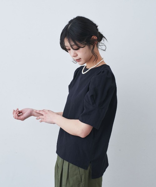 mensha!(メンシャ)の「mensha! ガーゼでドレスアップ! ランタンスリーブトップス(その他トップス・レディース・グレイッシュブルー/ホワイト/ブラック・M/L/LL/3L)」の6枚目の写真