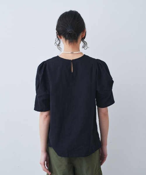 mensha!(メンシャ)の「mensha! ガーゼでドレスアップ! ランタンスリーブトップス(その他トップス・レディース・グレイッシュブルー/ホワイト/ブラック・M/L/LL/3L)」の7枚目の写真