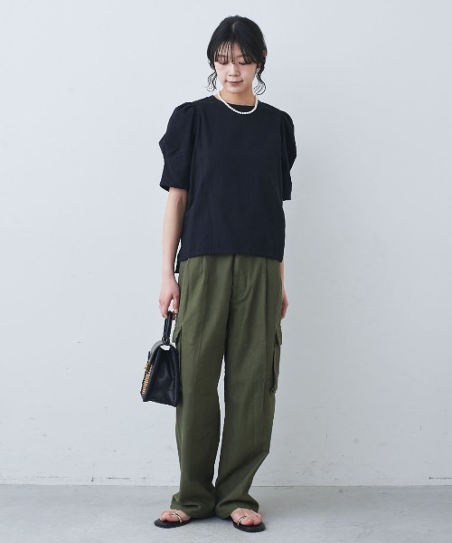 mensha!(メンシャ)の「mensha! ガーゼでドレスアップ! ランタンスリーブトップス(その他トップス・レディース・グレイッシュブルー/ホワイト/ブラック・M/L/LL/3L)」の9枚目の写真