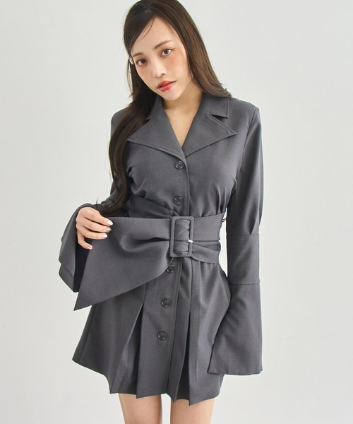 ANAP（アナップ）の「ウエスト マーク ジャケット ワンピース（ワンピース・レディース・グレー/ブラック/ベージュ・F）」の3枚目の写真