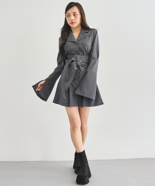 ANAP（アナップ）の「ウエスト マーク ジャケット ワンピース（ワンピース・レディース・グレー/ブラック/ベージュ・F）」の16枚目の写真