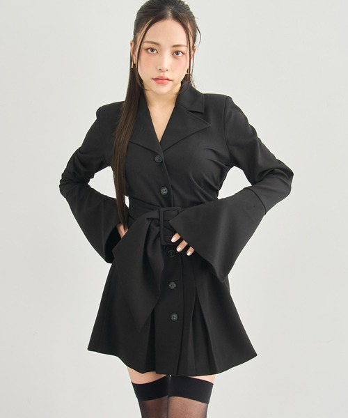 ANAP（アナップ）の「ウエスト マーク ジャケット ワンピース（ワンピース・レディース・グレー/ブラック/ベージュ・F）」の4枚目の写真