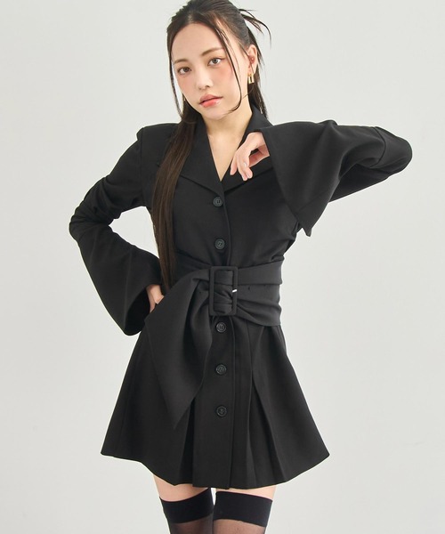 ANAP（アナップ）の「ウエスト マーク ジャケット ワンピース（ワンピース・レディース・グレー/ブラック/ベージュ・F）」の5枚目の写真