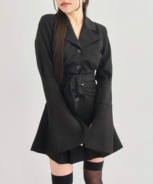 ANAP（アナップ）の「ウエスト マーク ジャケット ワンピース（ワンピース・レディース・グレー/ブラック/ベージュ・F）」の6枚目の写真