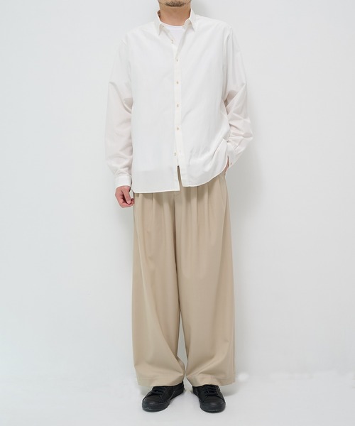 markaware(マーカウェア)の「【MARKAWARE/マーカウェア】TRIPLE PLEATED EASY TROUSERS/【軽涼ウール】/60/2オーガニック強燃ボイル3/2ツイル / トリプルプリーテッドイージートラウザーズ(スラックス・メンズ・ベージュ/ブラック・3/2/1)」の7枚目の写真