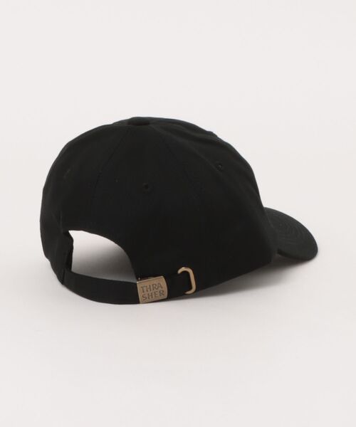 THRASHER(スラッシャー)の「FLAME LOGO YOUTH 6P CAP/スラッシャー・フレームロゴ・ベースボールキャップ(キャップ・キッズ・ブラック系その他/ブラック×パープル/ブラック×グリーン・FREE)」の4枚目の写真