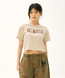 クロップペットグラフィックTシャツ（オートミール）