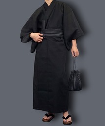Burner（バーナー）の「【GROOVY STORE】しじら織 浴衣 5点セット 帯 下駄 扇子 巾着 男性浴衣（浴衣）」