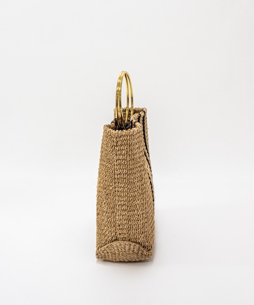 The Bagmati(ザバグマティ)の「【The Bagmati/ザバグマティ】マニラ麻かごバッグ メタルリング ストライプ柄(かごバッグ・レディース・ブラウン/ナチュラル・FREE)」の5枚目の写真