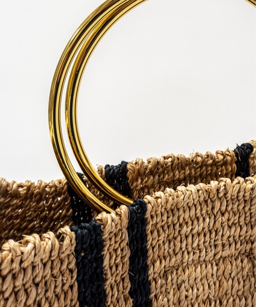 The Bagmati(ザバグマティ)の「【The Bagmati/ザバグマティ】マニラ麻かごバッグ メタルリング ストライプ柄(かごバッグ・レディース・ブラウン/ナチュラル・FREE)」の7枚目の写真