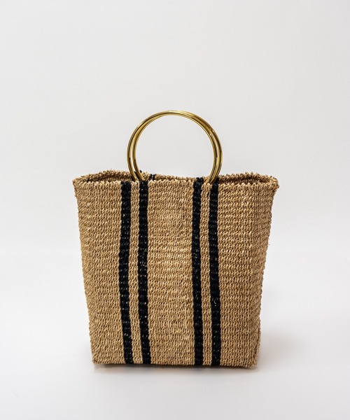The Bagmati(ザバグマティ)の「【The Bagmati/ザバグマティ】マニラ麻かごバッグ メタルリング ストライプ柄(かごバッグ・レディース・ブラウン/ナチュラル・FREE)」の3枚目の写真