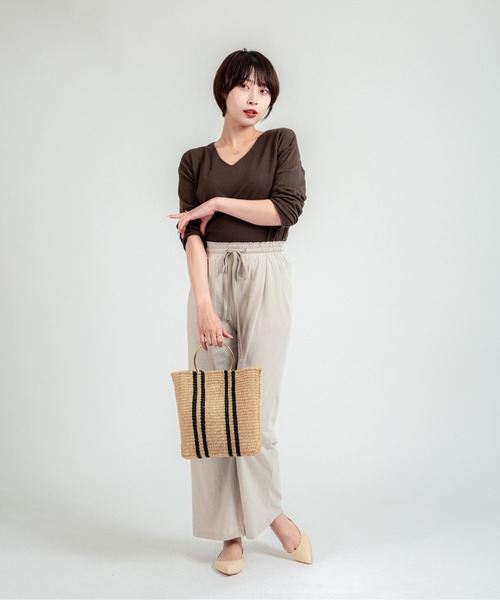 The Bagmati(ザバグマティ)の「【The Bagmati/ザバグマティ】マニラ麻かごバッグ メタルリング ストライプ柄(かごバッグ・レディース・ブラウン/ナチュラル・FREE)」の16枚目の写真