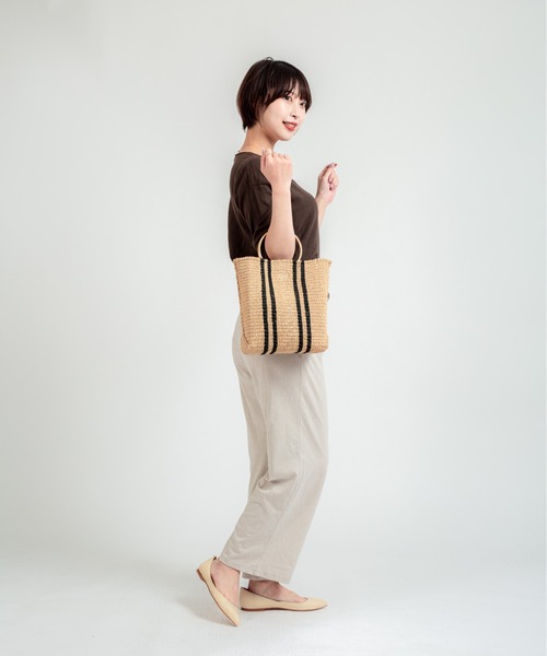 The Bagmati(ザバグマティ)の「【The Bagmati/ザバグマティ】マニラ麻かごバッグ メタルリング ストライプ柄(かごバッグ・レディース・ブラウン/ナチュラル・FREE)」の15枚目の写真