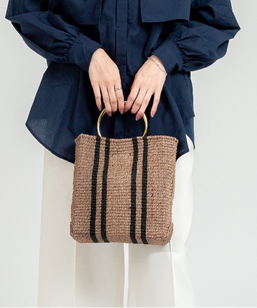 The Bagmati(ザバグマティ)の「【The Bagmati/ザバグマティ】マニラ麻かごバッグ メタルリング ストライプ柄(かごバッグ・レディース・ブラウン/ナチュラル・FREE)」の22枚目の写真