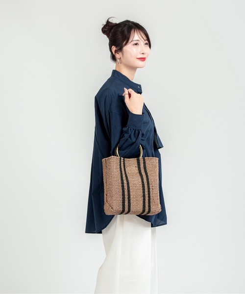 The Bagmati(ザバグマティ)の「【The Bagmati/ザバグマティ】マニラ麻かごバッグ メタルリング ストライプ柄(かごバッグ・レディース・ブラウン/ナチュラル・FREE)」の21枚目の写真