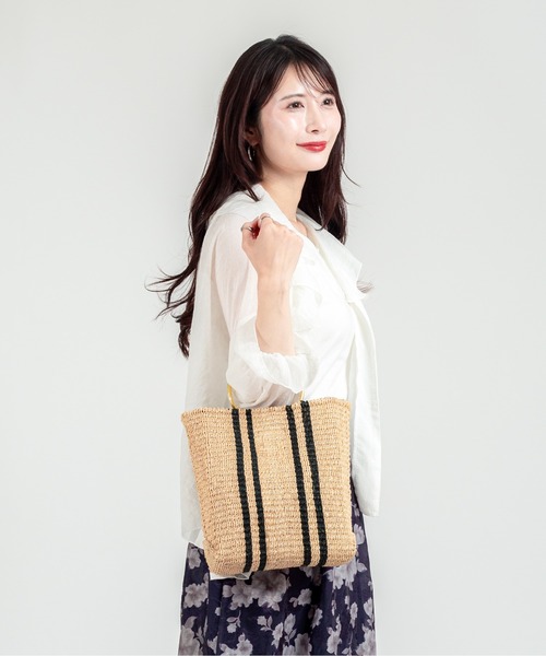 The Bagmati(ザバグマティ)の「【The Bagmati/ザバグマティ】マニラ麻かごバッグ メタルリング ストライプ柄(かごバッグ・レディース・ブラウン/ナチュラル・FREE)」の9枚目の写真