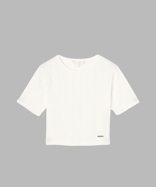 To b. by agnes b.(トゥービーバイアニエスベー)の「アイレット コットン ジャージー コンパクト 半袖 Tシャツ(Tシャツ/カットソー・レディース・ホワイト・40/38)」の2枚目の写真