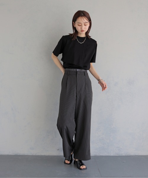 &g'aime(アンジェム)の「【&g'aime 】ケープレイヤードトップス Cape Layered Top(Tシャツ/カットソー・レディース・ブラック/オフホワイト・FREE)」の16枚目の写真