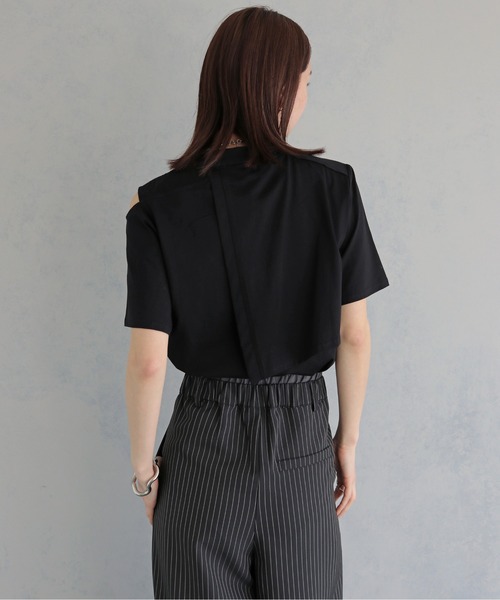 &g'aime(アンジェム)の「【&g'aime 】ケープレイヤードトップス Cape Layered Top(Tシャツ/カットソー・レディース・ブラック/オフホワイト・FREE)」の14枚目の写真