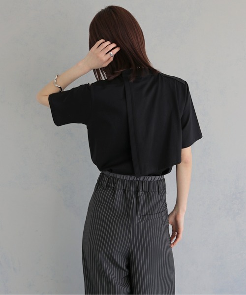 &g'aime(アンジェム)の「【&g'aime 】ケープレイヤードトップス Cape Layered Top(Tシャツ/カットソー・レディース・ブラック/オフホワイト・FREE)」の15枚目の写真