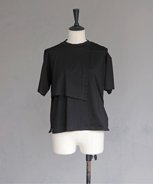 &g'aime(アンジェム)の「【&g'aime 】ケープレイヤードトップス Cape Layered Top(Tシャツ/カットソー・レディース・ブラック/オフホワイト・FREE)」の20枚目の写真