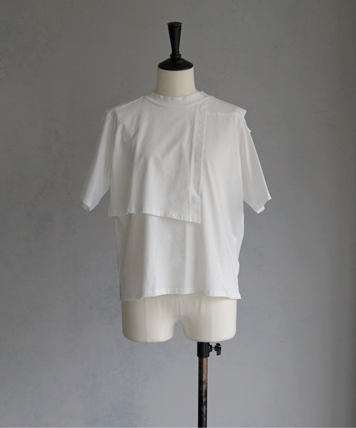 &g'aime(アンジェム)の「【&g'aime 】ケープレイヤードトップス Cape Layered Top(Tシャツ/カットソー・レディース・ブラック/オフホワイト・FREE)」の19枚目の写真