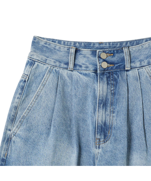 LAP(ラップ)の「ウォッシングハイウエストタックワイドパンツ AS1DP270(デニムパンツ・レディース・ブラック/ライトインディゴブルー・SMALL/MEDIUM)」の6枚目の写真