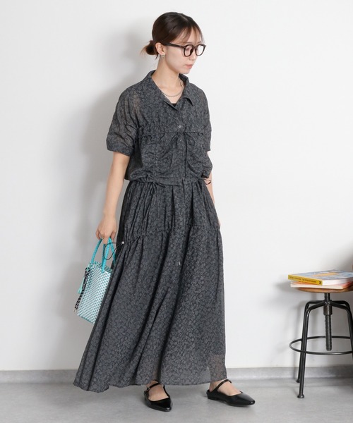 cepo(セポ)の「〈セットアップ対応〉エンボスフラワー刺繍ドロストスカート(スカート・レディース・ブルー系/ブラック系・M)」の20枚目の写真