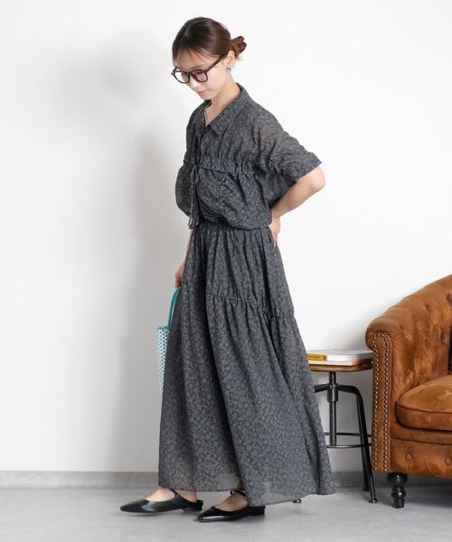cepo(セポ)の「〈セットアップ対応〉エンボスフラワー刺繍ドロストスカート(スカート・レディース・ブルー系/ブラック系・M)」の18枚目の写真