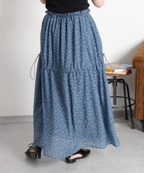 cepo(セポ)の「〈セットアップ対応〉エンボスフラワー刺繍ドロストスカート(スカート・レディース・ブルー系/ブラック系・M)」の12枚目の写真
