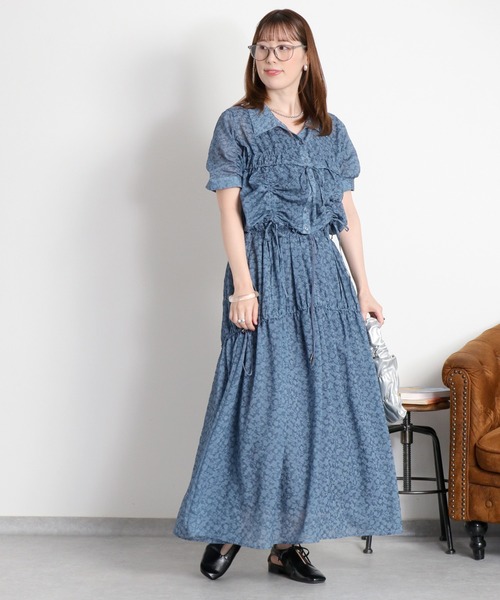 cepo(セポ)の「〈セットアップ対応〉エンボスフラワー刺繍ドロストスカート(スカート・レディース・ブルー系/ブラック系・M)」の7枚目の写真