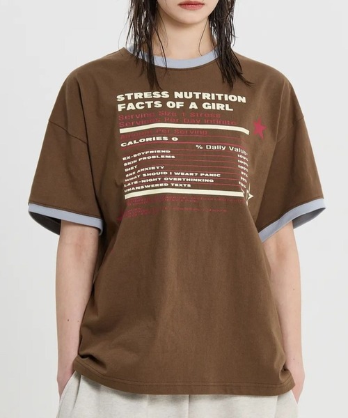 HOODHOOD(フッドフッド)の「【UNISEX】HOODHOOD/STRESSリンガーTシャツ(Tシャツ/カットソー・レディース・ブラウン/イエロー・MEDIUM)」の2枚目の写真