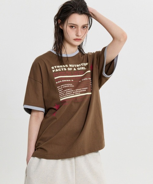 HOODHOOD(フッドフッド)の「【UNISEX】HOODHOOD/STRESSリンガーTシャツ(Tシャツ/カットソー・レディース・ブラウン/イエロー・MEDIUM)」の19枚目の写真