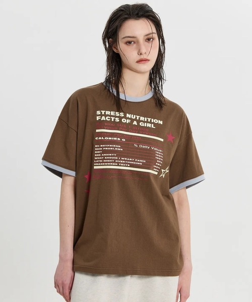 HOODHOOD(フッドフッド)の「【UNISEX】HOODHOOD/STRESSリンガーTシャツ(Tシャツ/カットソー・レディース・ブラウン/イエロー・MEDIUM)」の20枚目の写真
