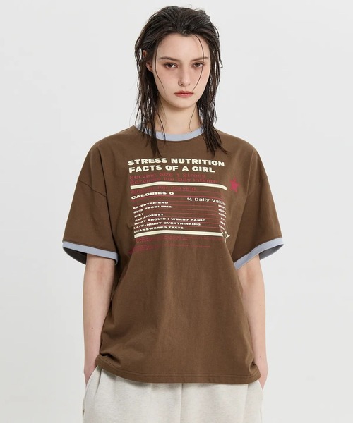 HOODHOOD(フッドフッド)の「【UNISEX】HOODHOOD/STRESSリンガーTシャツ(Tシャツ/カットソー・レディース・ブラウン/イエロー・MEDIUM)」の21枚目の写真