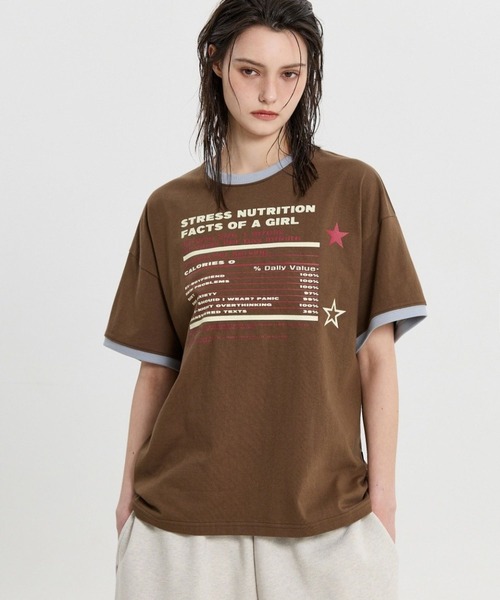 HOODHOOD(フッドフッド)の「【UNISEX】HOODHOOD/STRESSリンガーTシャツ(Tシャツ/カットソー・レディース・ブラウン/イエロー・MEDIUM)」の22枚目の写真