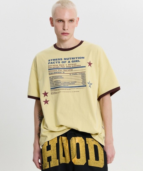 HOODHOOD(フッドフッド)の「【UNISEX】HOODHOOD/STRESSリンガーTシャツ(Tシャツ/カットソー・レディース・ブラウン/イエロー・MEDIUM)」の16枚目の写真
