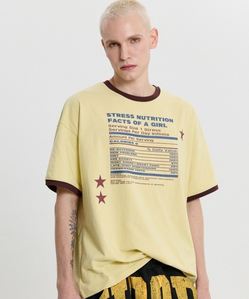 HOODHOOD(フッドフッド)の「【UNISEX】HOODHOOD/STRESSリンガーTシャツ(Tシャツ/カットソー・レディース・ブラウン/イエロー・MEDIUM)」の17枚目の写真