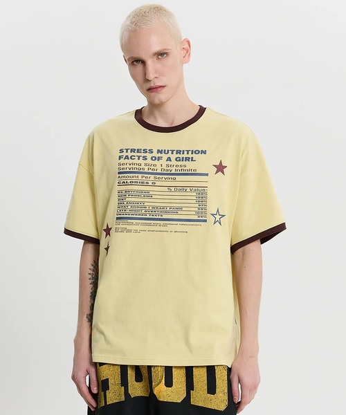 HOODHOOD(フッドフッド)の「【UNISEX】HOODHOOD/STRESSリンガーTシャツ(Tシャツ/カットソー・レディース・ブラウン/イエロー・MEDIUM)」の11枚目の写真