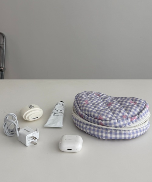 gingham check quilting pouch / ギンガムチェックポーチ（ポーチ