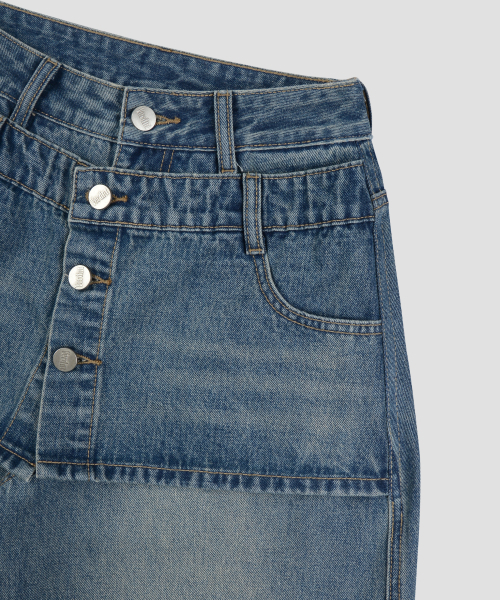 Verdnt（バーダント）の「ボタンスカートレイヤードデニムパンツ[ダークブルー]（デニムパンツ・レディース・その他・SMALL/MEDIUM）」の8枚目の写真