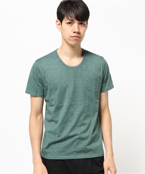 koe（コエ）の「UネックポケットTシャツ（Tシャツ/カットソー・メンズ・マスタード/グリーン/オフホワイト/グレー/ピンク/ネイビー・SMALL/LARGE/LL/MEDIUM）」の4枚目の写真