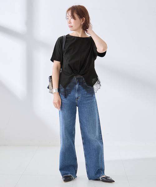 journal standard L'essage(ジャーナルスタンダードレサージュ)の「レーストップスTシャツ(Tシャツ/カットソー・レディース・ホワイト/ブラック・FREE)」の18枚目の写真