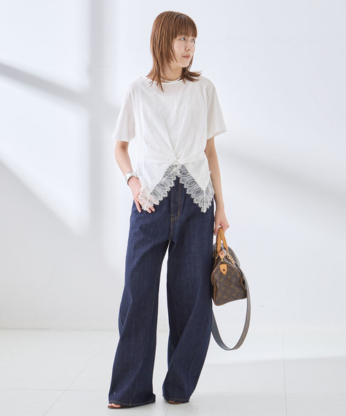journal standard L'essage(ジャーナルスタンダードレサージュ)の「レーストップスTシャツ(Tシャツ/カットソー・レディース・ホワイト/ブラック・FREE)」の19枚目の写真