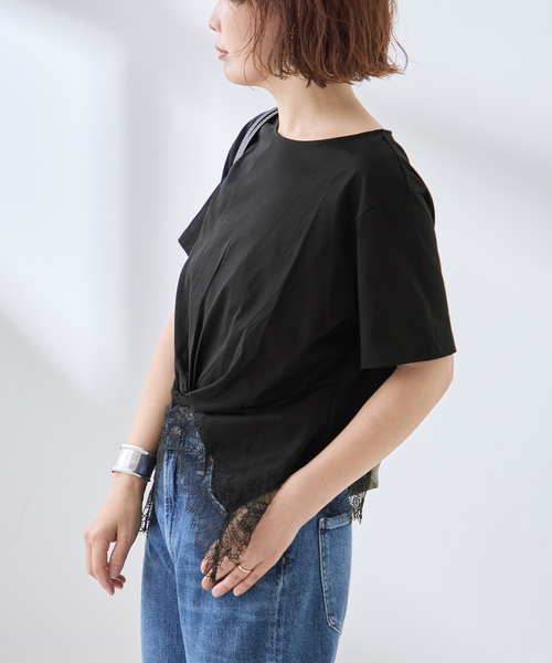 journal standard L'essage(ジャーナルスタンダードレサージュ)の「レーストップスTシャツ(Tシャツ/カットソー・レディース・ホワイト/ブラック・FREE)」の21枚目の写真