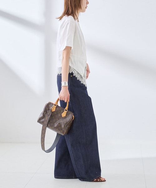 journal standard L'essage(ジャーナルスタンダードレサージュ)の「レーストップスTシャツ(Tシャツ/カットソー・レディース・ホワイト/ブラック・FREE)」の7枚目の写真