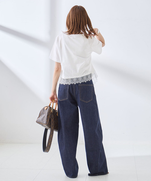 journal standard L'essage(ジャーナルスタンダードレサージュ)の「レーストップスTシャツ(Tシャツ/カットソー・レディース・ホワイト/ブラック・FREE)」の8枚目の写真