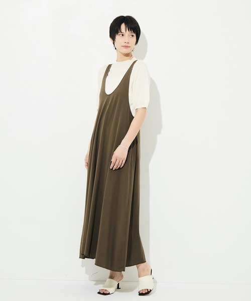 HAKUJI（ハクジ）の「[HAKUJI/ハクジ]Compact cotton tank dress（ワンピース・レディース・ブラック/ブラウン・2/1）」の4枚目の写真
